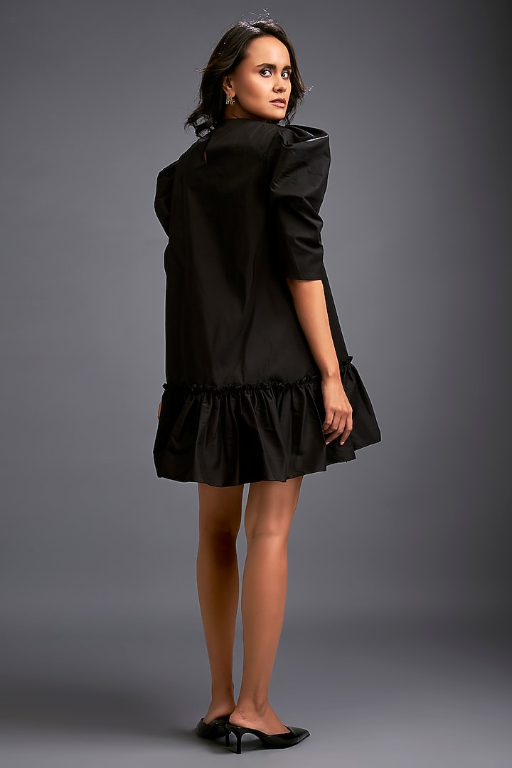 Black Taffeta Embroidered Vacation Dress by Deepika Arora at Pernia's Pop Up Shop