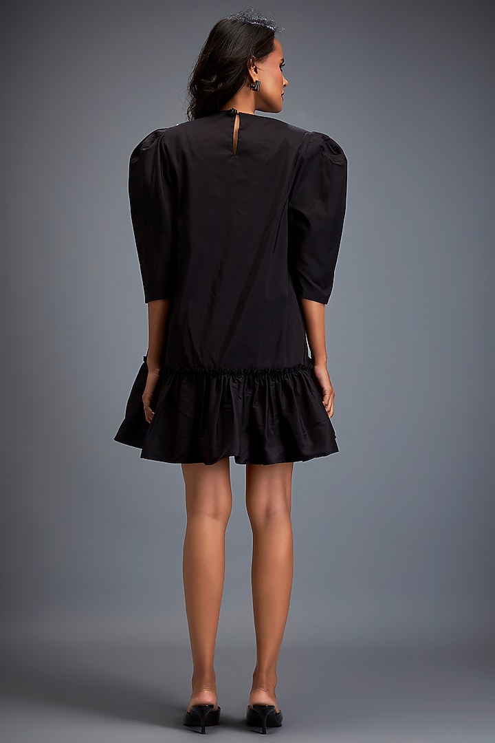 Black & White Taffeta Embroidered Vacation Dress by Deepika Arora at Pernia's Pop Up Shop