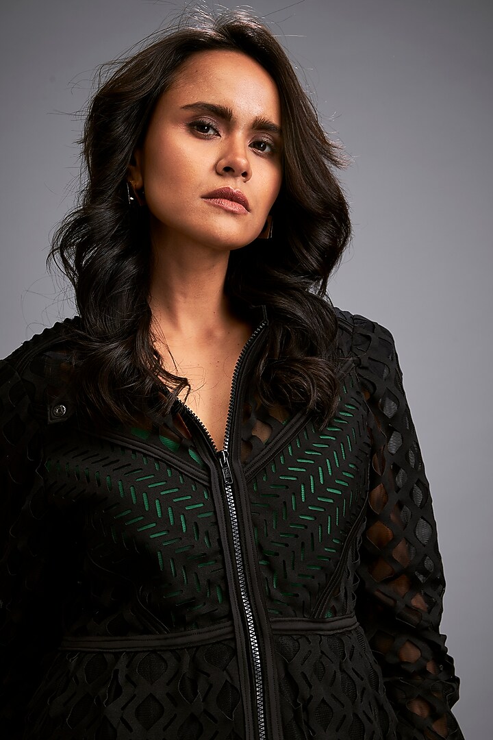 Black Ponte Roma Co-Ord Set by Deepika Arora at Pernia's Pop Up Shop