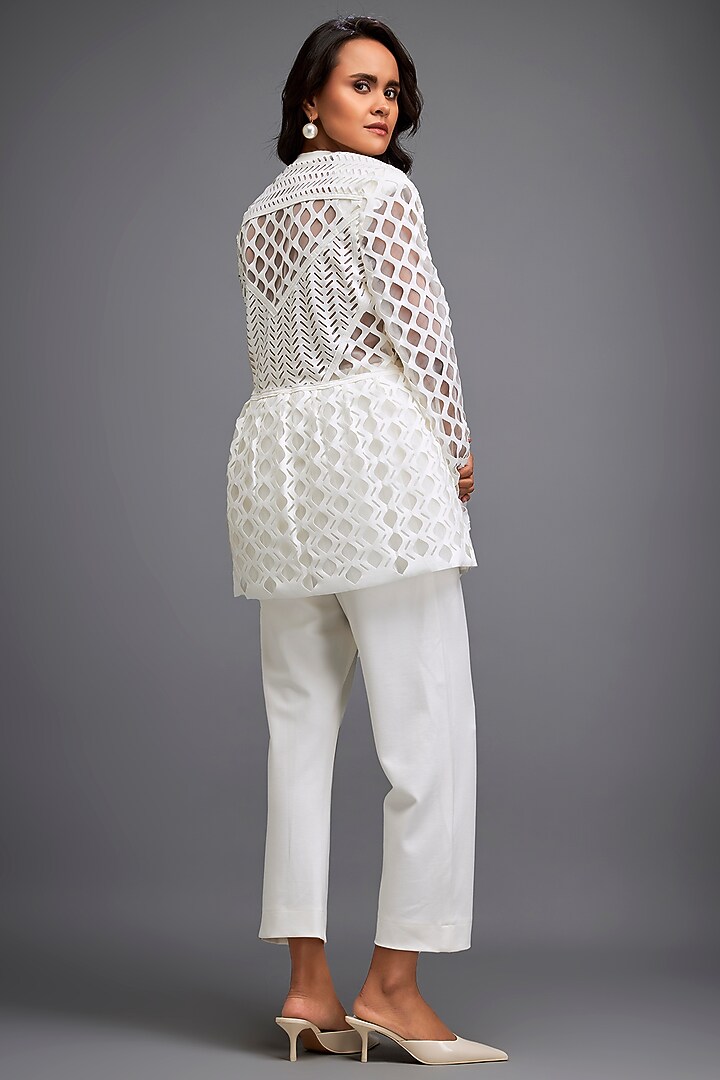 White Ponte Roma Co-Ord Set by Deepika Arora at Pernia's Pop Up Shop
