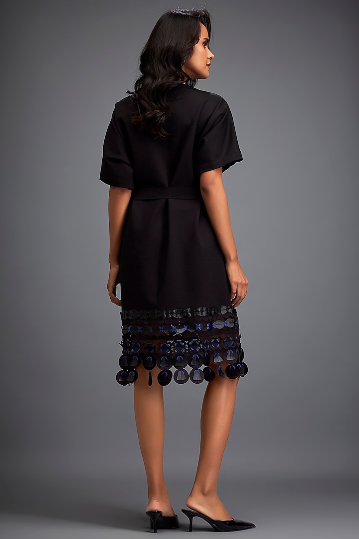 Black Ponte Roma Structured Dress by Deepika Arora at Pernia's Pop Up Shop