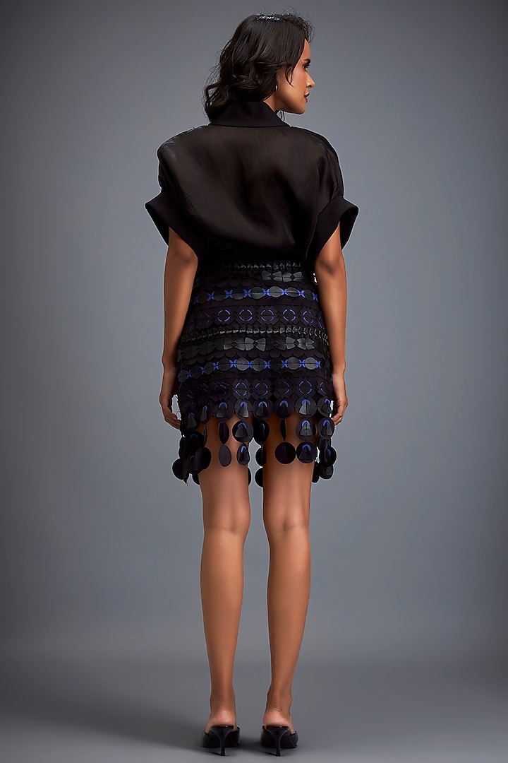 Black Ponte Roma Layered Skirt by Deepika Arora at Pernia's Pop Up Shop