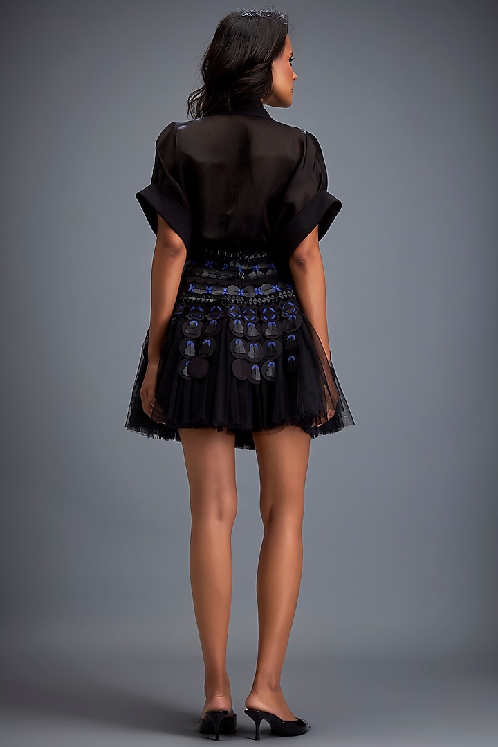 Black Organza High-Waisted Skirt Set by Deepika Arora at Pernia's Pop Up Shop