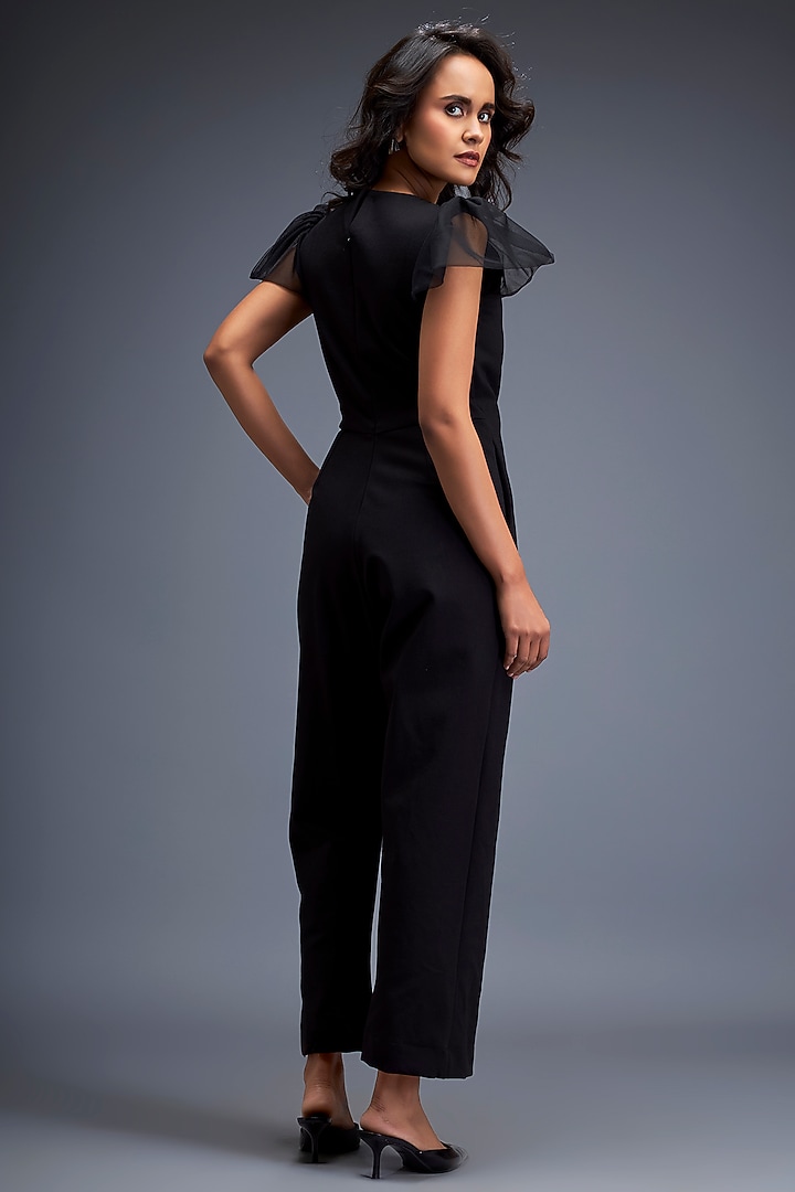 Black Ponte Roma Playsuit by Deepika Arora at Pernia's Pop Up Shop