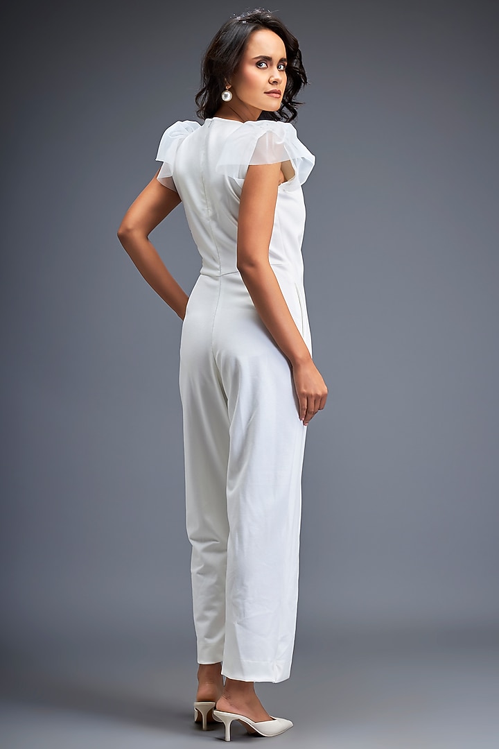 White Ponte Roma Playsuit by Deepika Arora at Pernia's Pop Up Shop