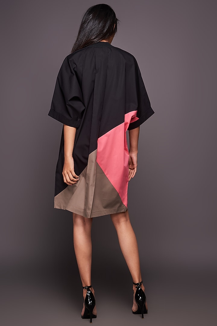 Black & Pink Color Blocked Shift Summer Dress by Deepika Arora at Pernia's Pop Up Shop