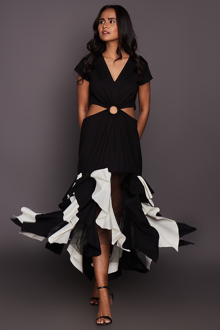 Black Ruffled Dress by Deepika Arora at Pernia's Pop Up Shop