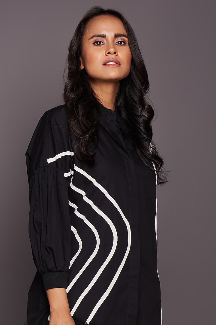 Black Cotton Paneled Summer Dress by Deepika Arora at Pernia's Pop Up Shop