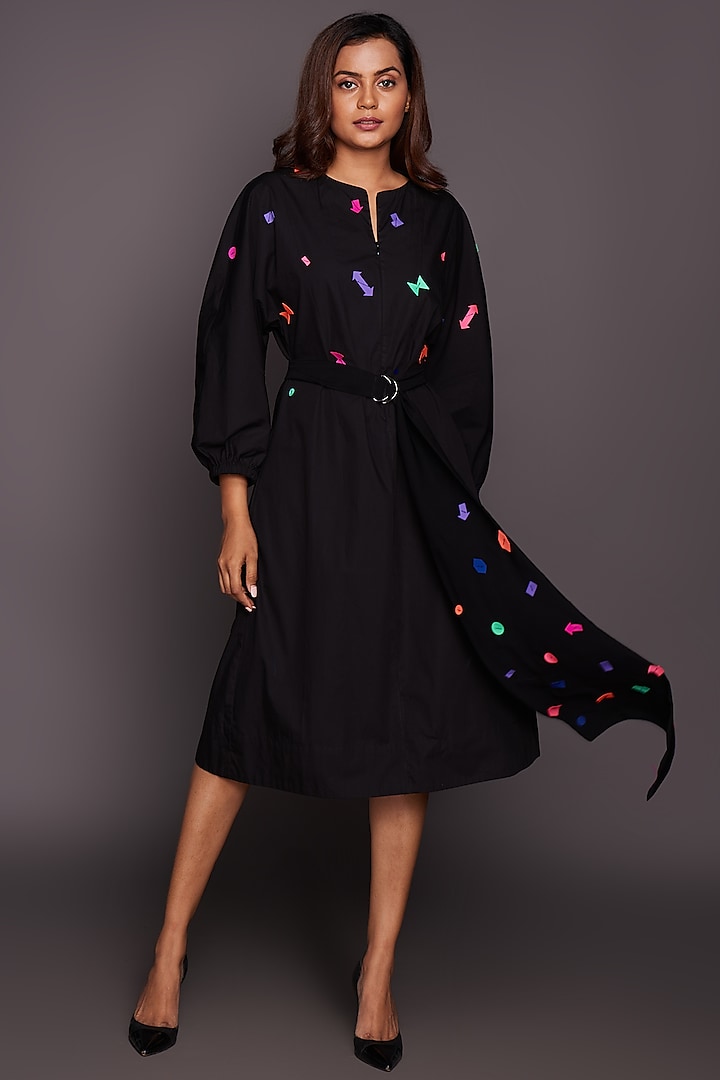 Black Cotton Dress by Deepika Arora