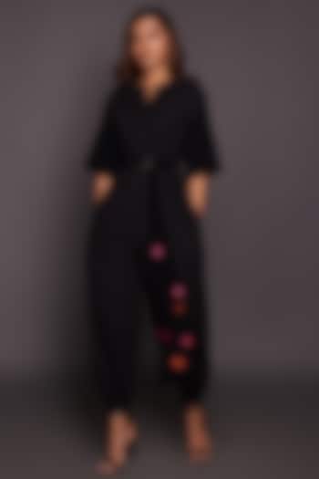 Black Cotton Jumpsuit by Deepika Arora