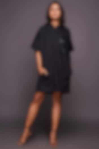 Black Sequined Summer Shirt Dress by Deepika Arora at Pernia's Pop Up Shop
