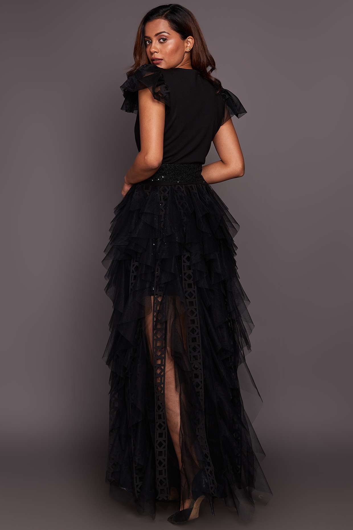 Black Ruffles Prom Gown with Strapless Corset – loveangeldress