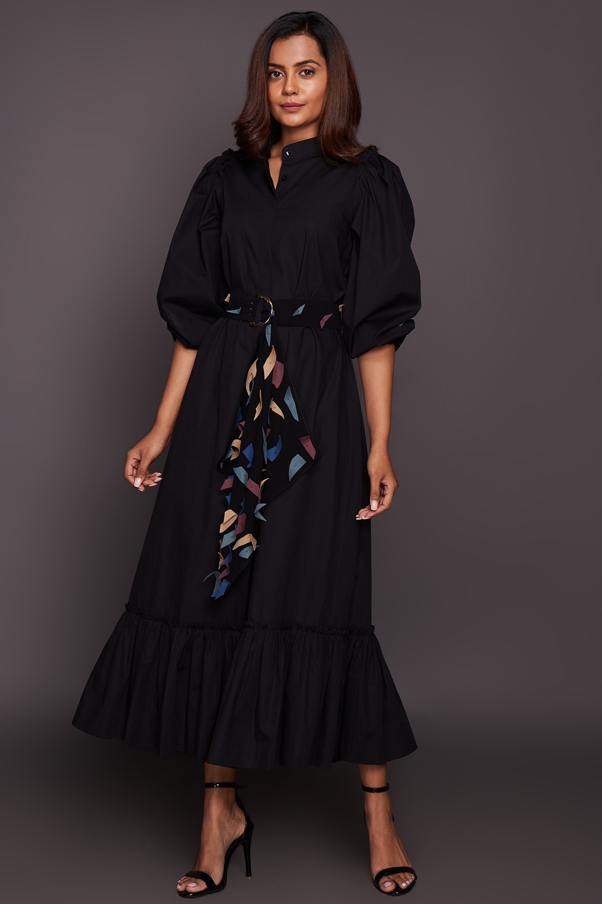 Black Cotton Maxi Dress Design by 