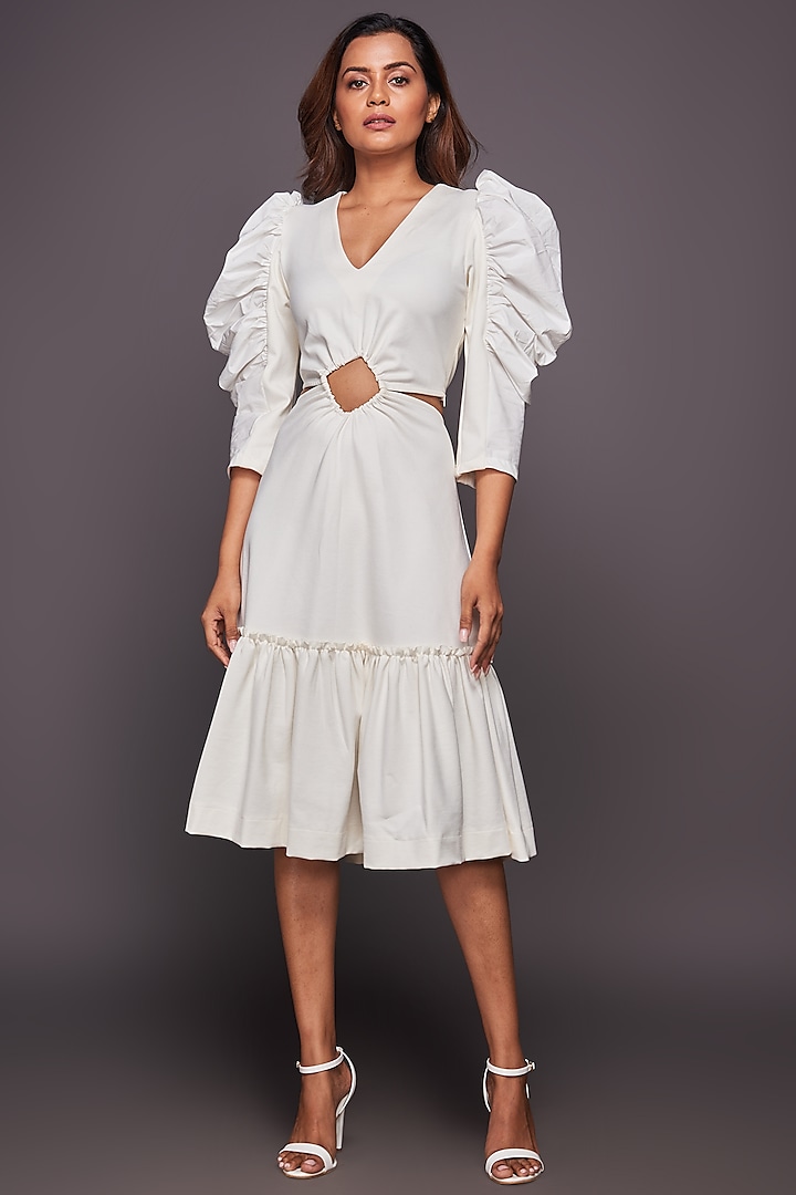 White Cut-Out Dress by Deepika Arora
