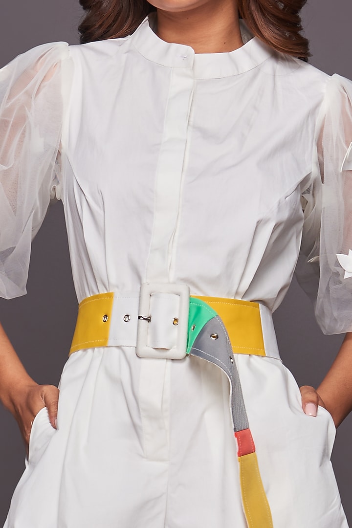 White Cotton Playsuit by Deepika Arora at Pernia's Pop Up Shop