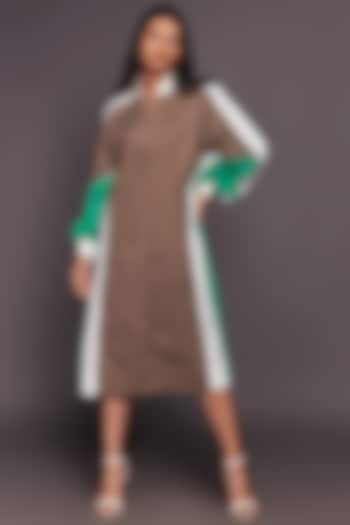 White & Green Color Blocked Tapered Summer Dress by Deepika Arora at Pernia's Pop Up Shop