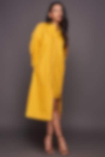 Yellow Asymmetrical Summer Shirt Dress by Deepika Arora at Pernia's Pop Up Shop