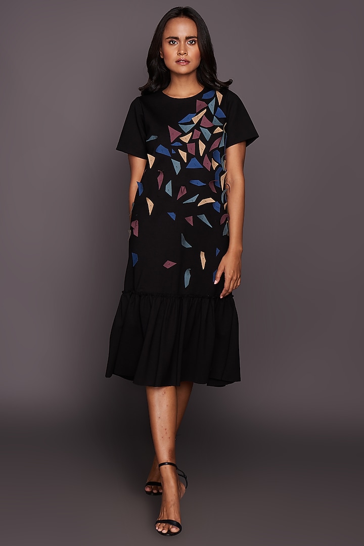 Black Ponte Roma Summer Dress by Deepika Arora at Pernia's Pop Up Shop