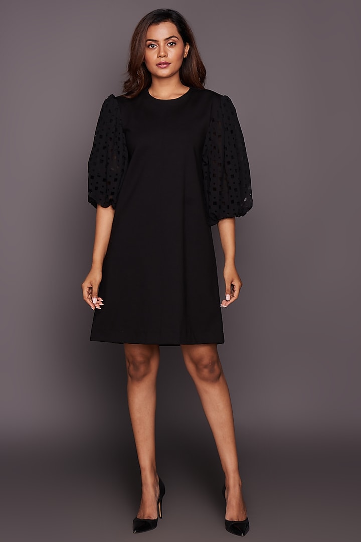 Black Cutwork Shift Dress by Deepika Arora at Pernia's Pop Up Shop