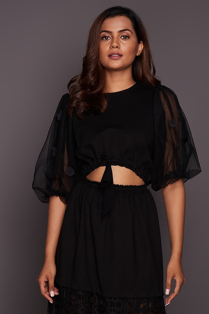 Black Dress With Cutwork by Deepika Arora at Pernia's Pop Up Shop 2026