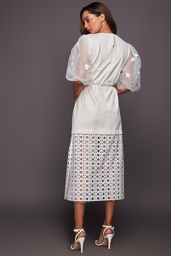 White Summer Dress With Cutwork by Deepika Arora at Pernia's Pop Up Shop