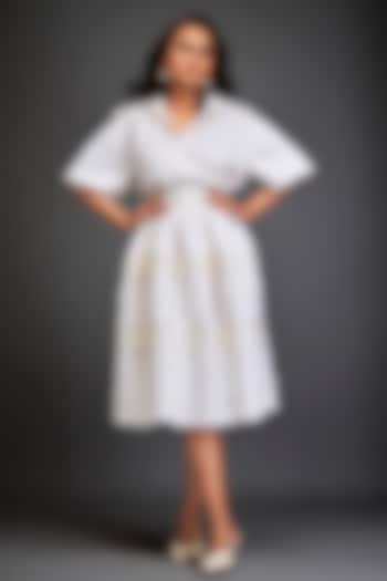 White Scuba Floral Embellished Skirt Set by Deepika Arora at Pernia's Pop Up Shop