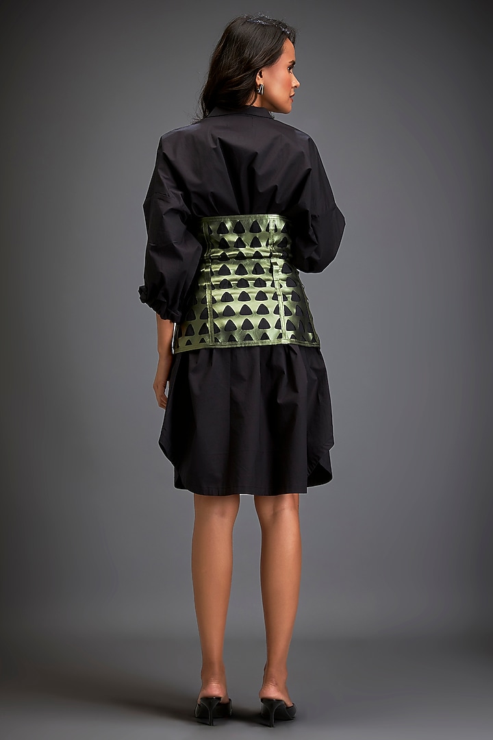 Black Cotton Shirt Summer Dress With Corset by Deepika Arora at Pernia's Pop Up Shop