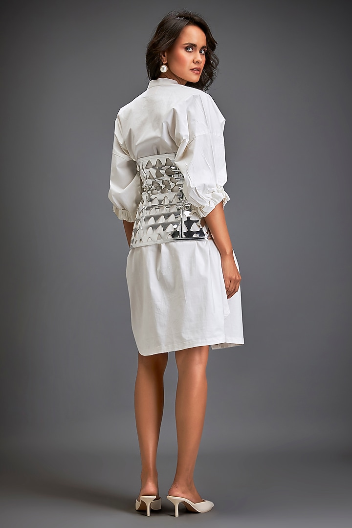 White Cotton Shirt Summer Dress With Corset by Deepika Arora at Pernia's Pop Up Shop