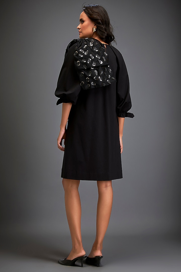 Black Ponte Roma Embellished Vacation Dress by Deepika Arora at Pernia's Pop Up Shop