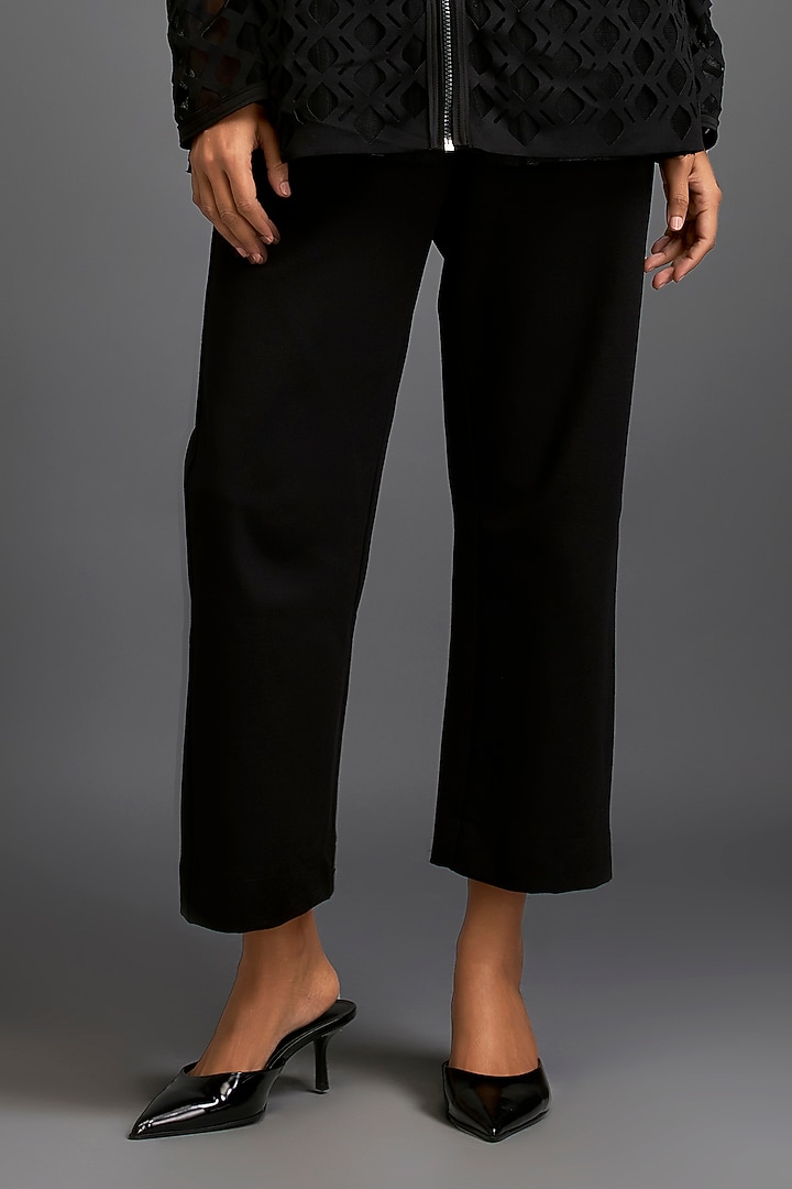 Black Ponte Roma Cut-Out Jacket Set by Deepika Arora at Pernia's Pop Up Shop