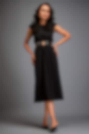 Black Ponte Roma Waist Cut-Out Summer Dress With Belts by Deepika Arora at Pernia's Pop Up Shop