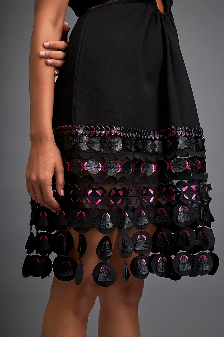 Black Ponte Roma Cut-Out Embellished Vacation Dress by Deepika Arora at Pernia's Pop Up Shop