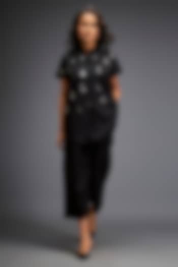Black Cotton Embellished Co-Ord Set by Deepika Arora at Pernia's Pop Up Shop