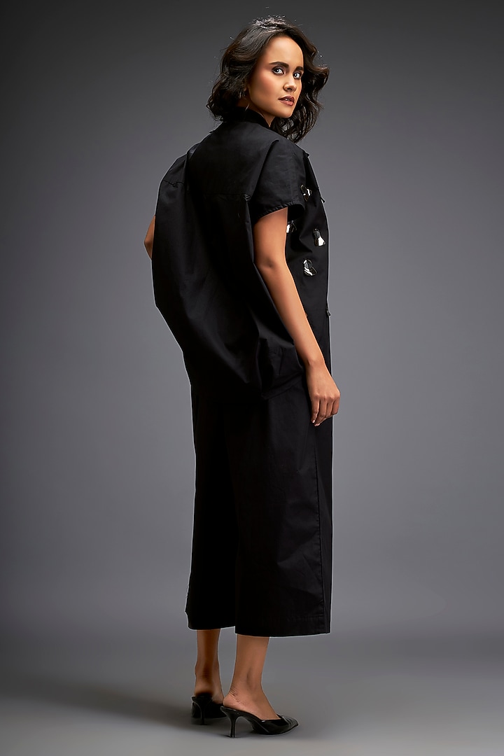 Black Cotton Embellished Co-Ord Set by Deepika Arora at Pernia's Pop Up Shop