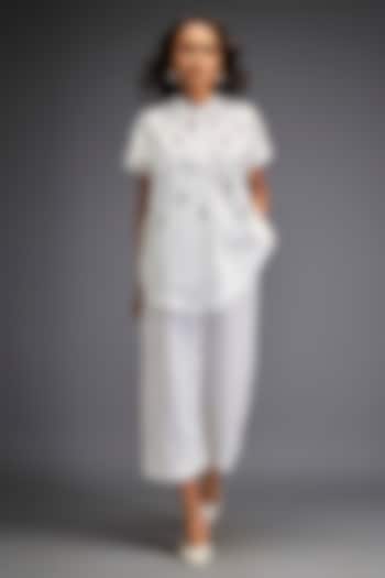 White Cotton Embellished Co-Ord Set by Deepika Arora at Pernia's Pop Up Shop