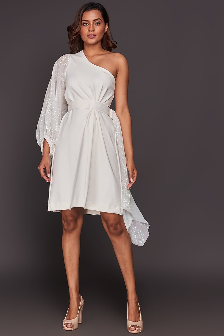 White Roma One-Shoulder Summer Dress by Deepika Arora at Pernia's Pop Up Shop