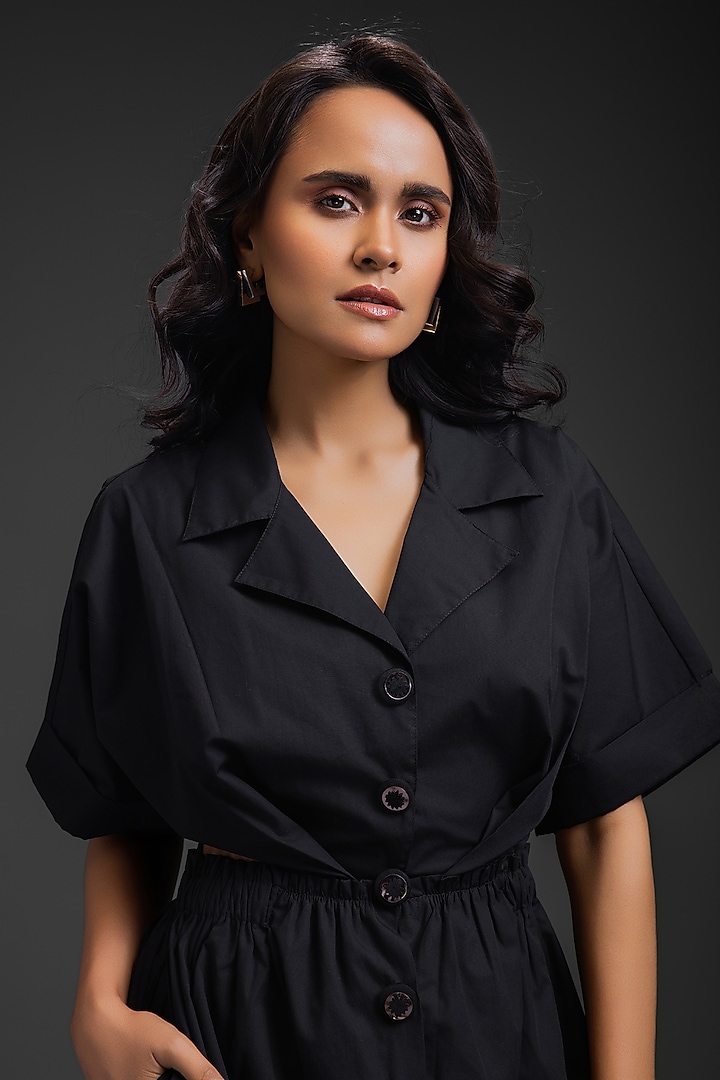 Black Cotton Jumpsuit by Deepika Arora at Pernia's Pop Up Shop
