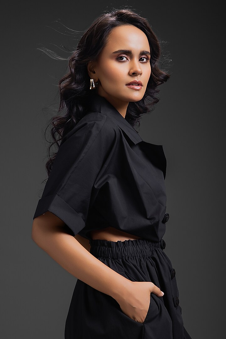 Black Cotton Jumpsuit by Deepika Arora at Pernia's Pop Up Shop