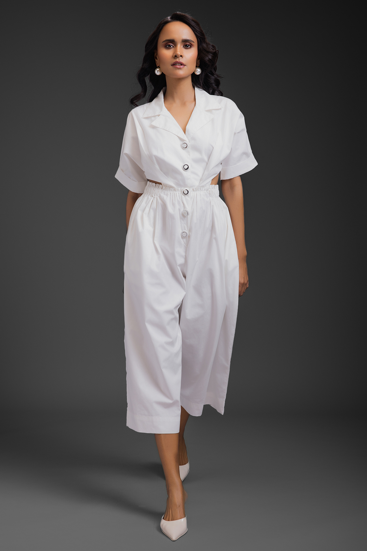 White Cotton Jumpsuit by Deepika Arora at Pernia's Pop Up Shop