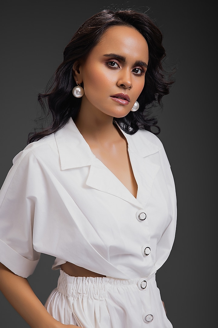 White Cotton Jumpsuit by Deepika Arora at Pernia's Pop Up Shop