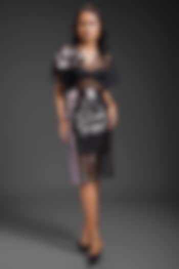 Gunmetal Vegan Leather Skirt Set by Deepika Arora at Pernia's Pop Up Shop