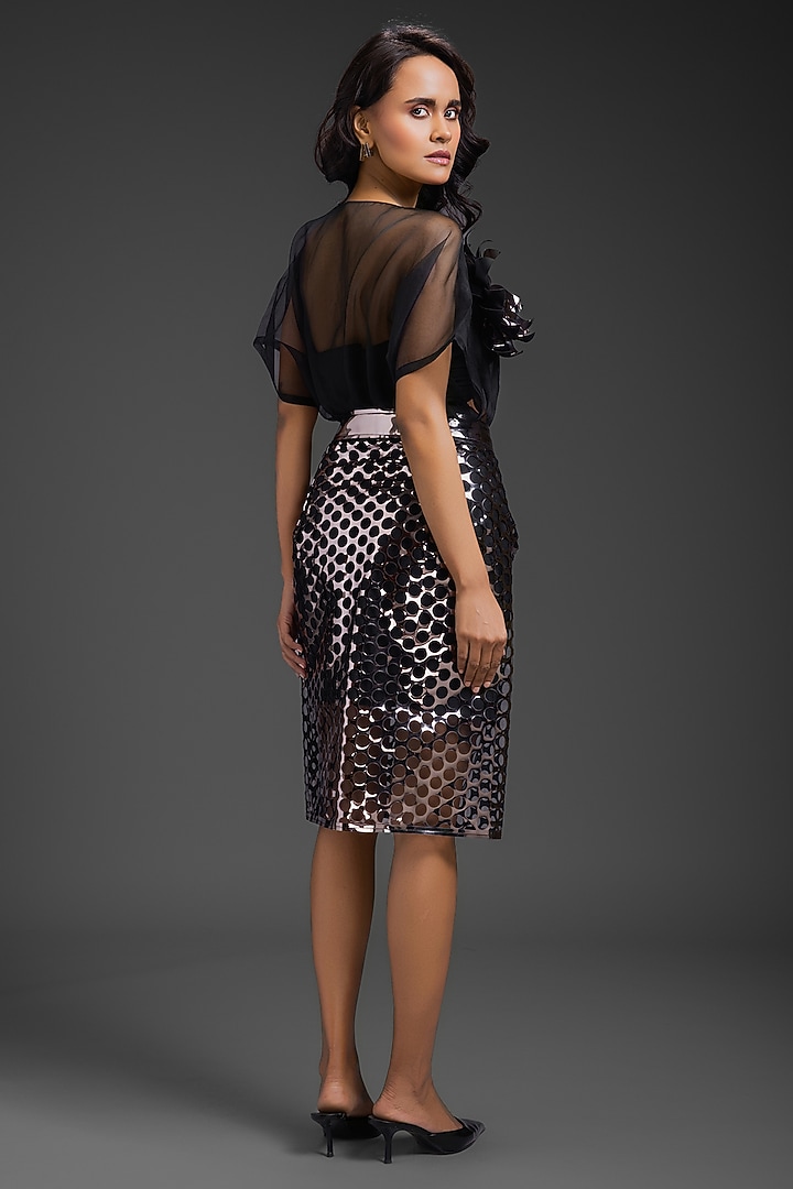 Gunmetal Vegan Leather Skirt Set by Deepika Arora at Pernia's Pop Up Shop
