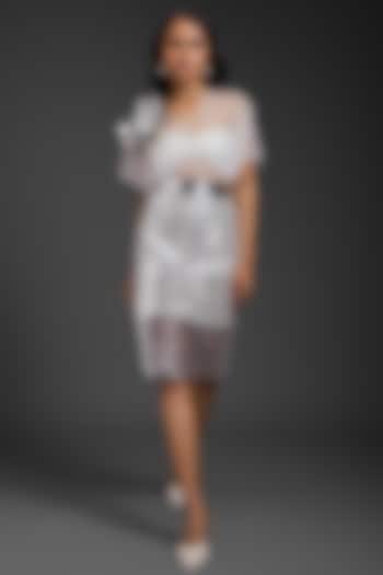 Silver Vegan Leather Skirt Set by Deepika Arora at Pernia's Pop Up Shop