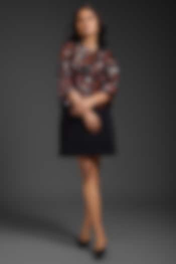 Black Suede Machine Embroidered Vacation Dress by Deepika Arora at Pernia's Pop Up Shop