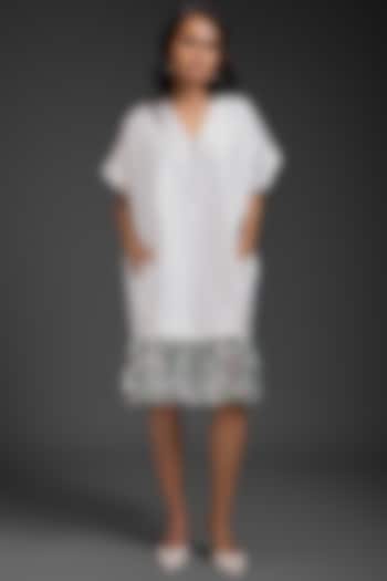 White Taffeta Straight Summer Dress by Deepika Arora at Pernia's Pop Up Shop