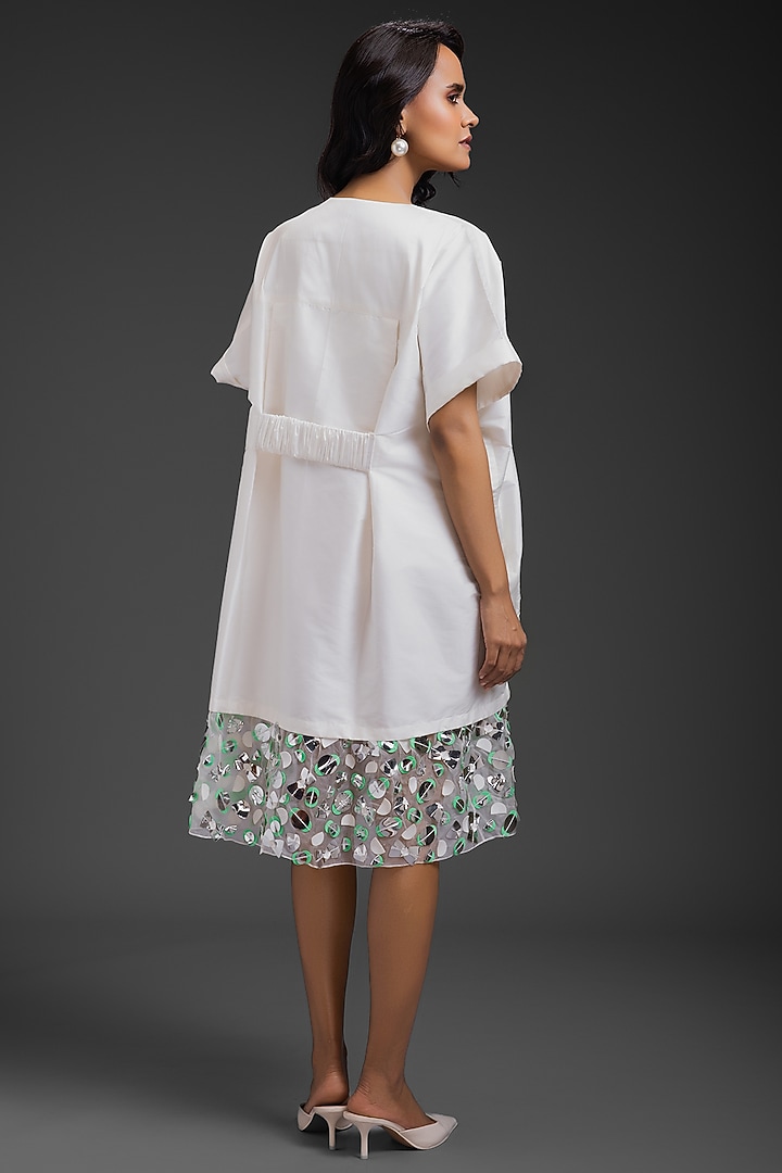 White Taffeta Straight Summer Dress by Deepika Arora at Pernia's Pop Up Shop