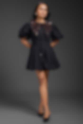 Black Cotton Bubble Summer Dress by Deepika Arora at Pernia's Pop Up Shop