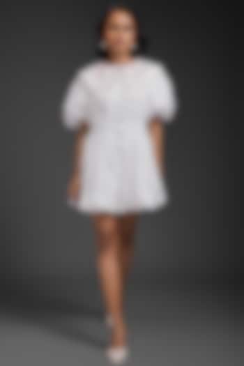 White Cotton Bubble Summer Dress by Deepika Arora at Pernia's Pop Up Shop