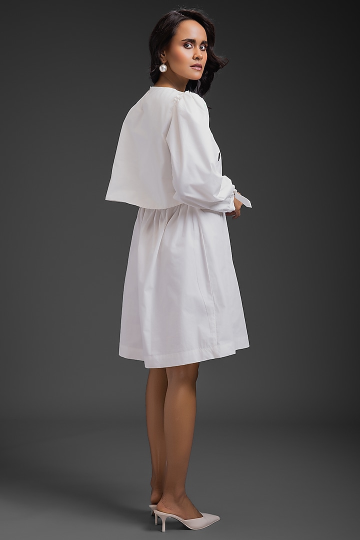 White Cotton Neon Metallic Work Straight Summer Dress by Deepika Arora at Pernia's Pop Up Shop