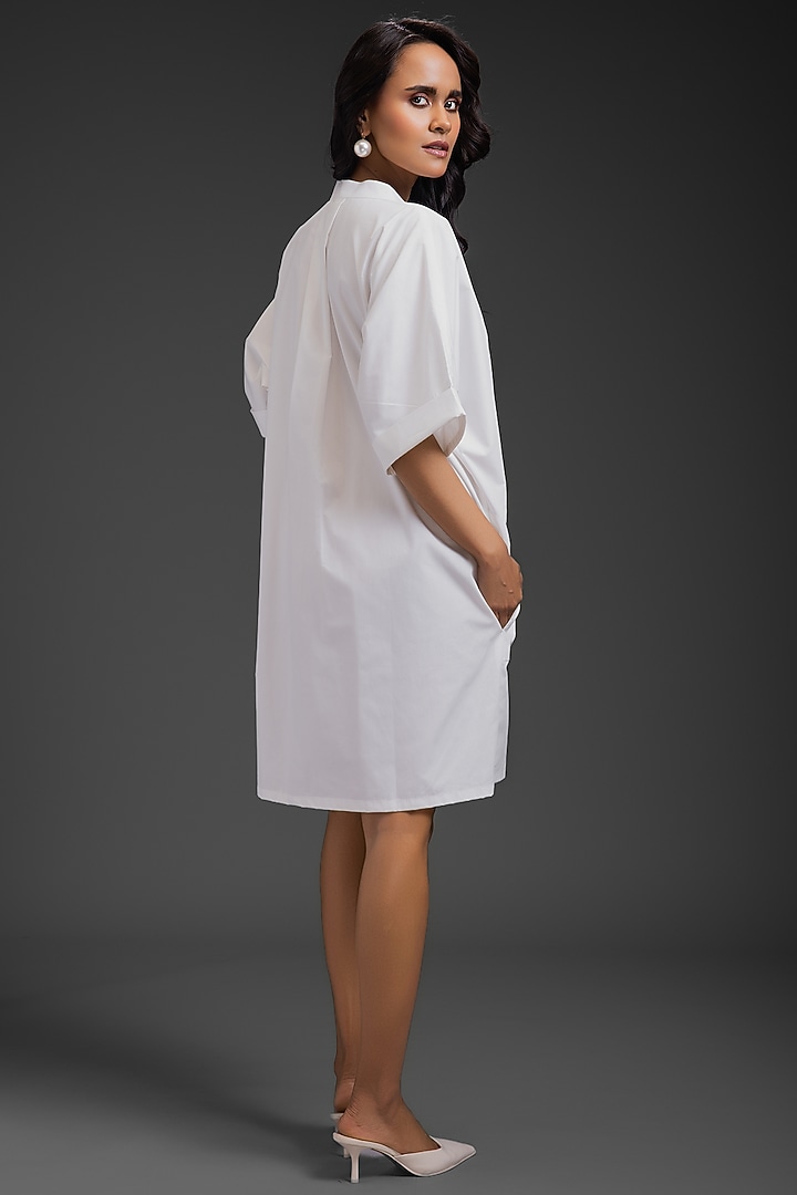 White Cotton Neon Metallic Work Shirt Summer Dress by Deepika Arora at Pernia's Pop Up Shop